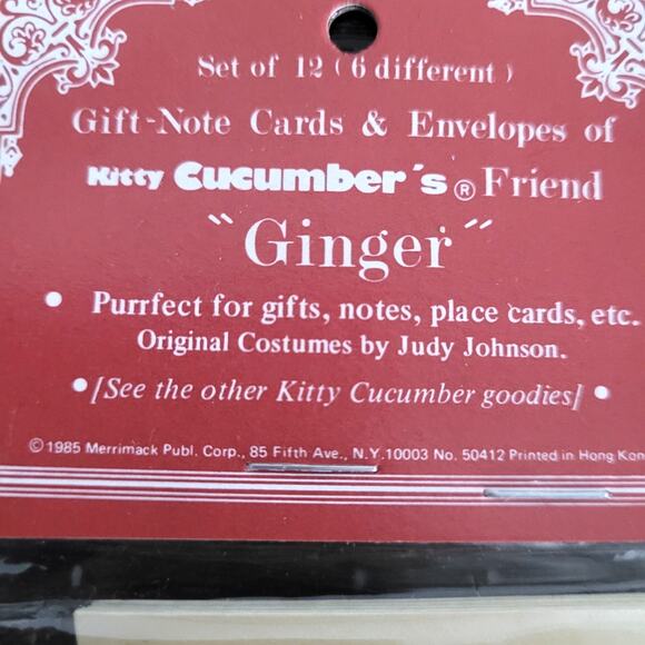 1980s Kitty Cucumber Friends Gift Note Cards Lot 36 w/ Envelopes 6 Designs Cats - Picture 5 of 11